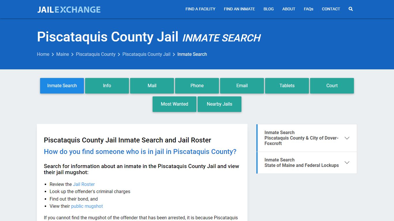 Piscataquis County Jail Inmate Search - Jail Exchange